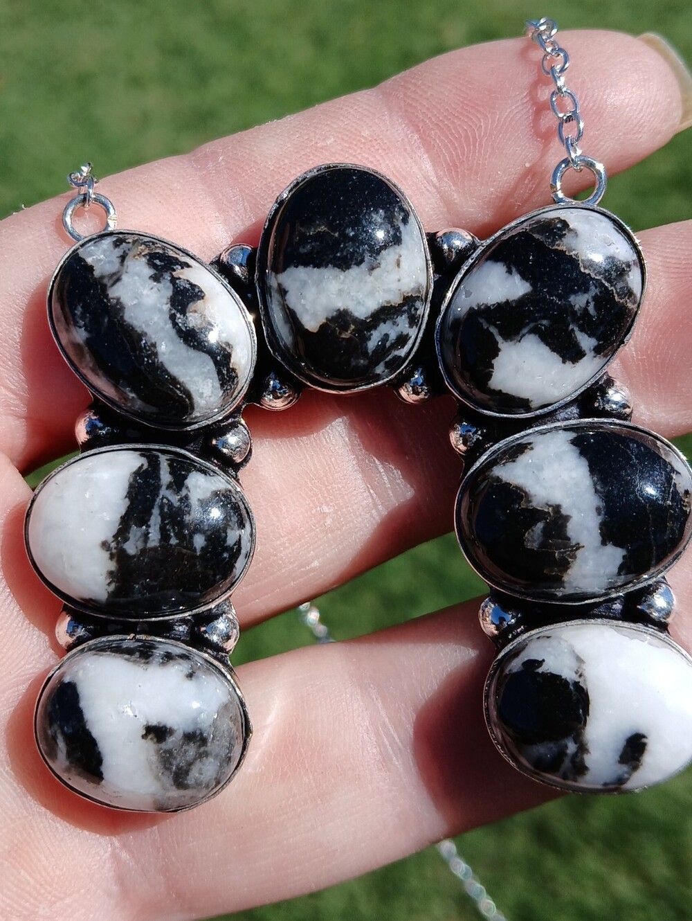 New Buffalo Turquoise 925 Silver Naja Necklace.
